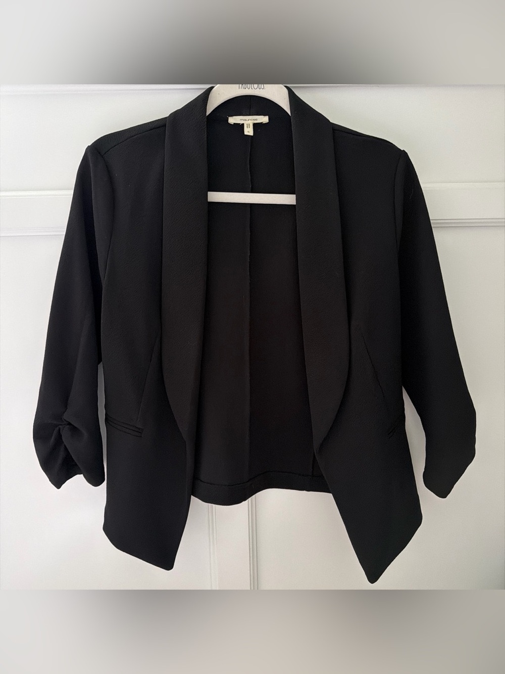 Maurices Black Open-Front Draped Blazer